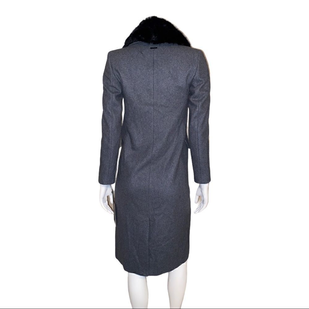 DKNY Faux Fur Collar Charcoal Maxi Coat P NWT - Picture 4 of 13
